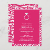 Roze Zebra Bachelorette Party Flat Invitation Kaart (Voorkant / Achterkant)