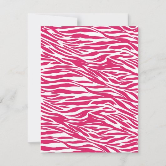 Roze Zebra Bachelorette Party Flat Invitation Kaart (Achterkant)