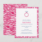 Roze Zebra Bachelorette Party Flat Invitation Kaart (Voorkant / Achterkant)
