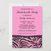 Roze Zebra Bachelorette Uitnodigingen (Voorkant)