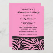 Roze Zebra Bachelorette Uitnodigingen (Voorkant / Achterkant)
