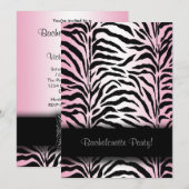 Roze Zebra Bachelorette Uitnodigingen (Voorkant / Achterkant)
