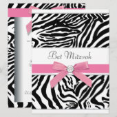 Roze Zebra Bar Mitzvah Kaart (Voorkant / Achterkant)