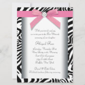 Roze Zebra Bar Mitzvah Kaart (Achterkant)