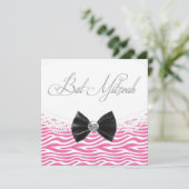 Roze Zebra Bar Mitzwa uitnodigingen (Staand voorkant)