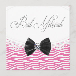 Roze Zebra Bat Mitzvah Uitnodigingen