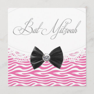 Roze Zebra Bat Mitzvah Uitnodigingen