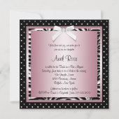 Roze zebra Bat Mitzvah uitnodigingen met polka sti (Achterkant)