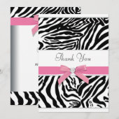 Roze zebra bedankkaart (Voorkant / Achterkant)