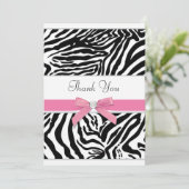 Roze Zebra Bedankt Card (Staand voorkant)