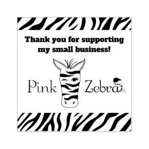 Roze Zebra Bedankt Stamp   Bedrijfsbenodigdheden Rubberstempel