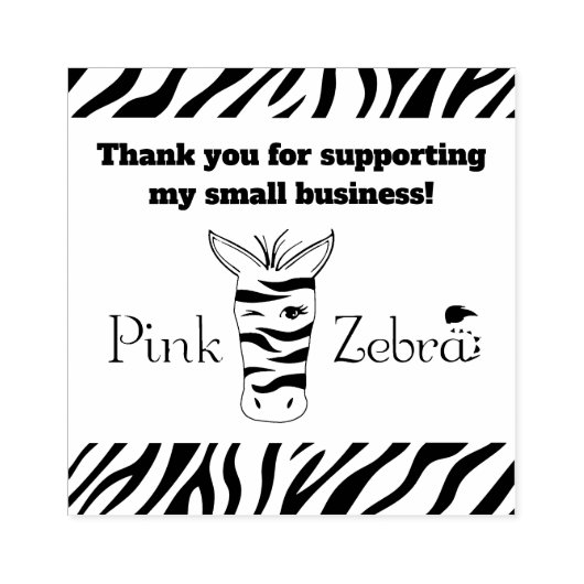 Roze Zebra Bedankt Stamp | Bedrijfsbenodigdheden Rubberstempel (Afrduk)