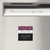 Roze Zebra Bewaar de datum Bruiloft V05 Magneet (Insitu (Vaatwasser))