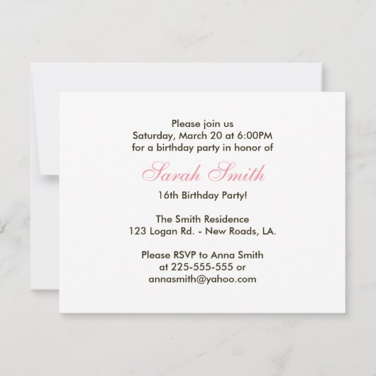 Roze Zebra Birthday Kaart (Achterkant)