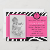 Roze Zebra Birthday Uitnodiging (Voorkant)