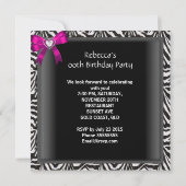 Roze Zebra Black White Birthday Party Kaart (Achterkant)