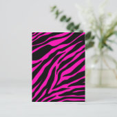 roze zebra briefkaart (Staand voorkant)