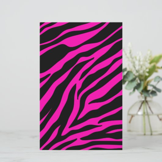 roze zebra briefpapier (Staand voorkant)