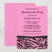 Roze Zebra Bruidsfeest Uitnodigingen (Voorkant / Achterkant)