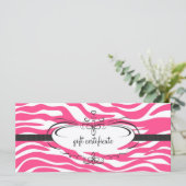 Roze Zebra Cadeaubon: Rack Kaart (Staand voorkant)