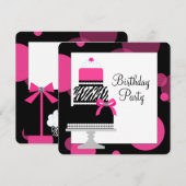 Roze Zebra Cake Cupcake verjaardagsfeestje Kaart (Voorkant / Achterkant)