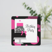 Roze Zebra Cake Cupcake verjaardagsfeestje Kaart (Staand voorkant)