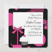 Roze Zebra Cake Cupcake verjaardagsfeestje Kaart (Achterkant)