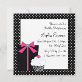 Roze Zebra Cake Cupcake Verjaardagsfeestje Uitnodi Kaart (Achterkant)