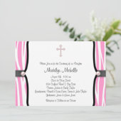 Roze Zebra Christening Kaart (Staand voorkant)