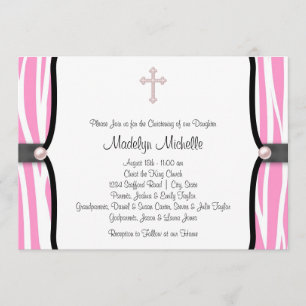 Roze Zebra Christening Kaart