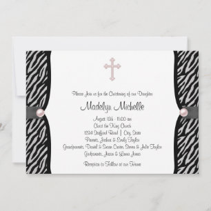 Roze Zebra Christening Kaart