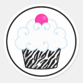 Roze Zebra Cupcake Stickers (Voorkant)