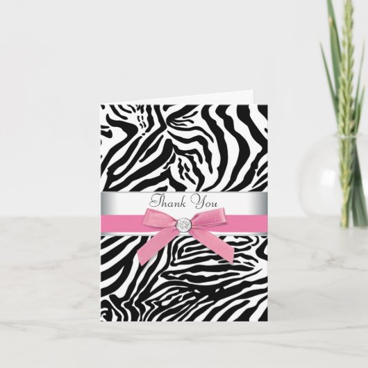 Roze Zebra Dank u kaarten (Voorkant)