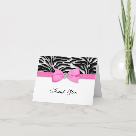 Roze Zebra Dankkaartjes Bedankkaart (Voorkant)