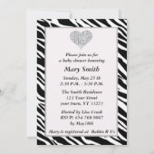 Roze Zebra Diamond Hart Baby shower Invitation Kaart (Achterkant)
