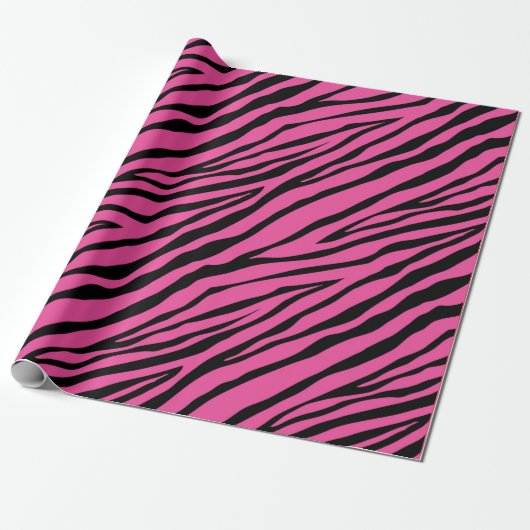 Roze Zebra Dierenprint Cadeaupapier (Uitgerold)