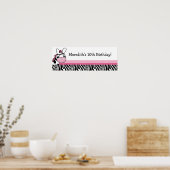 Roze Zebra Diva Aangepast Baby shower Banner Poster (Keuken)