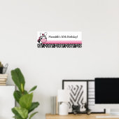 Roze Zebra Diva Aangepast Baby shower Banner Poster (Thuiskantoor)