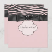 Roze Zebra Diva Baby Meisje Douche Kaart (Voorkant / Achterkant)