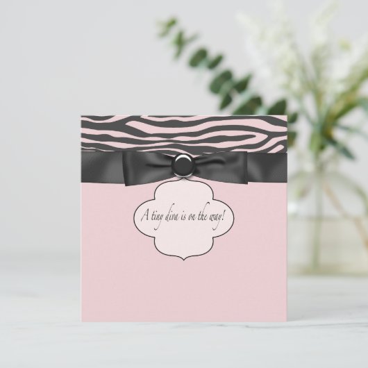 Roze Zebra Diva Baby Meisje Douche Kaart (Staand voorkant)