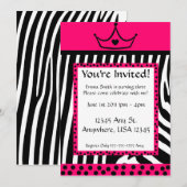 Roze Zebra Diva Birthday Kaart (Voorkant / Achterkant)