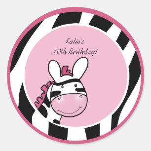 ROZE ZEBRA DIVA OERWOUD 3" Favor Stickers