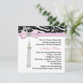 Roze zebra eindexamen aankondigingen voor meisjes (Staand voorkant)