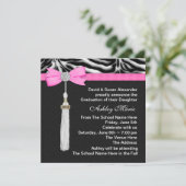 Roze zebra einjaarsuitnodigingen kaart (Staand voorkant)