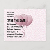 Roze Zebra en ballonnen elk jaar Verjaardag B03M Aankondigingskaart (Achterkant)