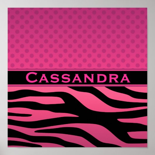 Roze Zebra en pooldots Poster (Voorkant)