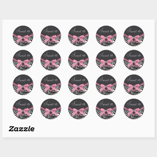 Roze Zebra Envelop Seal Sticker (Vel)