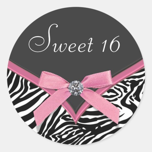 Roze zebra enveloppe verzegeling sticker (Voorkant)