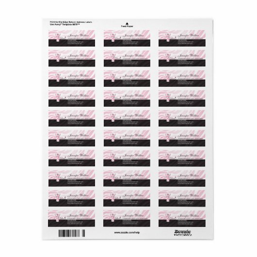 Roze Zebra Etiket (Full Sheet)