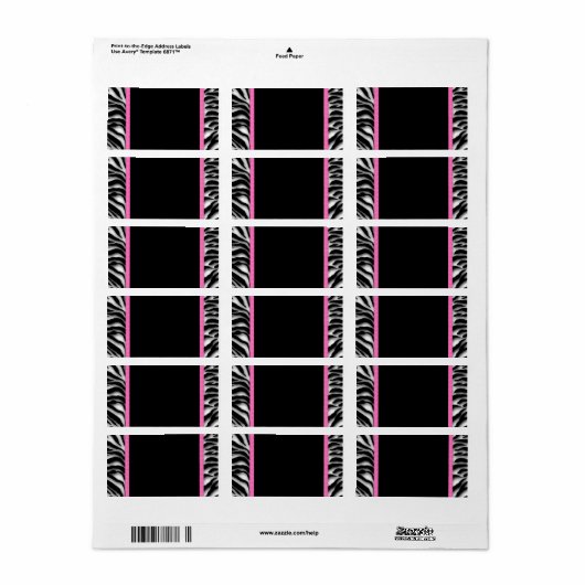 Roze Zebra Etiket (Full Sheet)